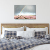 Regenboog over hyacinths en een windmolen in Neder Canvas Afdruk (Insitu (Slaapkamer))