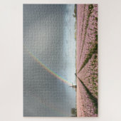 Regenboog over hyacinths en een windmolen in Neder Legpuzzel (Verticaal)