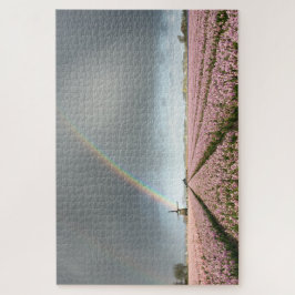 Regenboog over hyacinths en een windmolen in Neder Legpuzzel