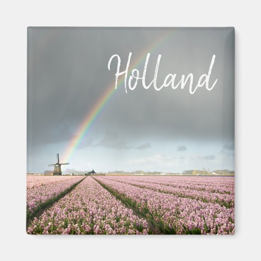 Regenboog over hyacinths en een windmolen in Neder Magneet (Voorkant)