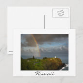 Regenboog over Kilauea Lighthouse Hawaii briefkaar Briefkaart (Voorkant / Achterkant)