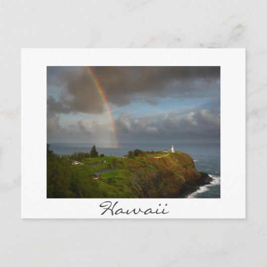 Regenboog over Kilauea Lighthouse Hawaii briefkaar Briefkaart (Voorkant)