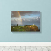 Regenboog over Kilauea Vuurtoren canvas Afdruk (Insitu (Houten vloer))