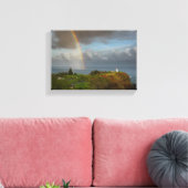 Regenboog over Kilauea Vuurtoren canvas Afdruk (Insitu (Woonkamer))