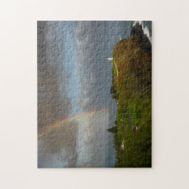 Regenboog over Kilauea vuurtoren op Hawaii Legpuzzel