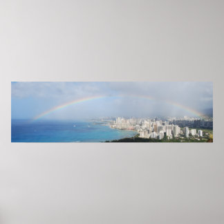 Regenboog over Waikiki Poster