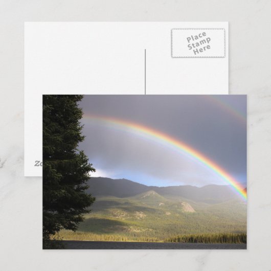 Regenboog over water tegen briefkaart van bergen (Voorkant / Achterkant)