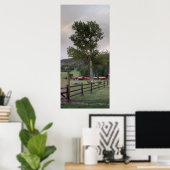 Regenboog over Zoetgras Ranch Poster (Thuiskantoor)