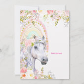 Regenboog & Paard Eerste Verjaardagsfeest Kaart (Achterkant)