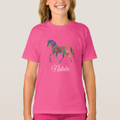 Regenboog paard - gepersonaliseerd t-shirt (Voorkant)