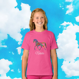 Regenboog paard - gepersonaliseerd t-shirt