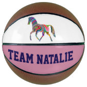 Regenboog paard - uw teamnaam mini basketbal (Voorkant)