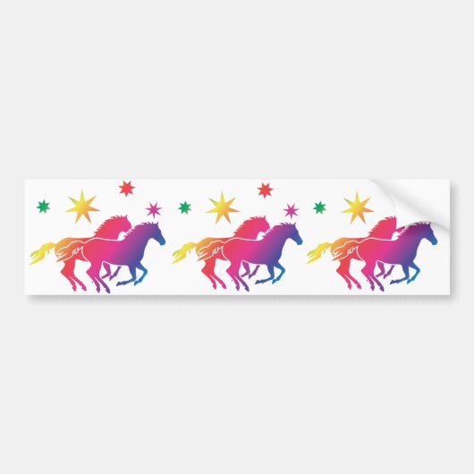 Regenboog Paarden Bumpersticker (Voorkant)