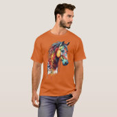 Regenboog Paardenhoofd Aquarel T-shirt (Voorkant volledig)