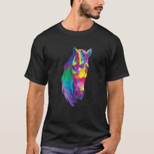Regenboog Paardenhoofd Kleurig Ruiterij Paard Beel T-shirt