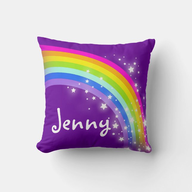 regenboog paarse meisjesnaam Jenny kussen kussenho (Voorkant)
