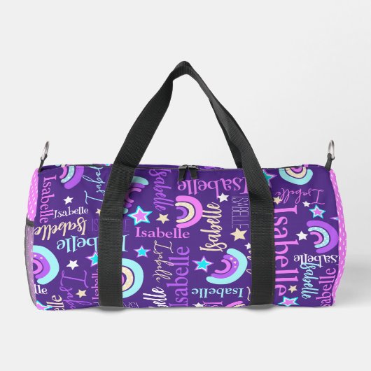 Regenboog paarse roze gele sterren naam Isabelle Plunjezak (Achterkant)