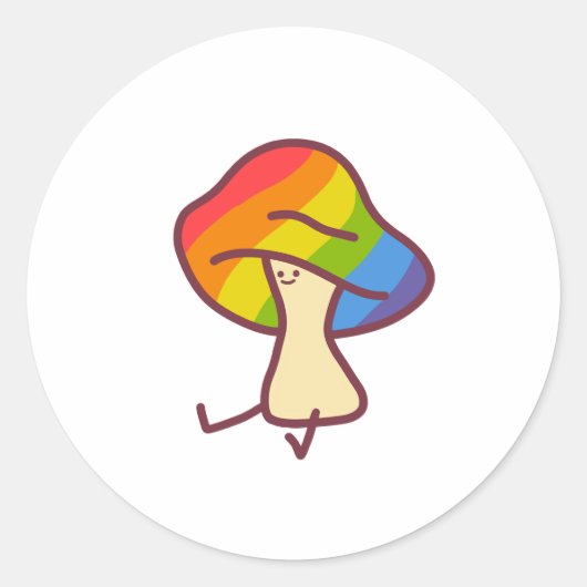 Regenboog Paddenstoel Sticker (Voorkant)