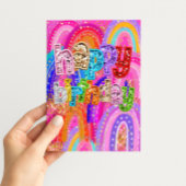 Regenboog Pailletten Verjaardagskaart- Helder Glit Kaart