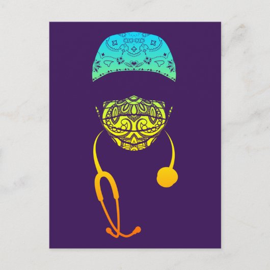 regenboog paisley mondmasker briefkaart (Voorkant)