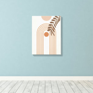 Regenboog Palmblad Zon, Boho Abstract Geometrische Canvas Afdruk