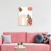 Regenboog Palmblad Zon, Boho Abstract Geometrische Canvas Afdruk (Insitu (Woonkamer))