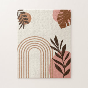 Regenboog Palmblad Zon, Boho Abstract Geometrische Legpuzzel