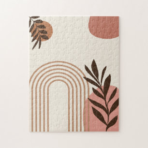 Regenboog Palmblad Zon, Boho Abstract Geometrische Legpuzzel