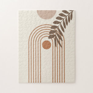 Regenboog Palmblad Zon, Boho Abstract Geometrische Legpuzzel