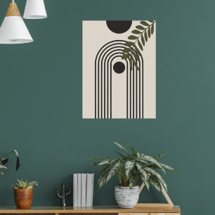 Regenboog Palmblad Zon, Boho Abstract Geometrische Poster