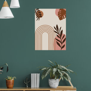 Regenboog Palmblad Zon, Boho Abstract Geometrische Poster
