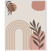 Regenboog Palmblad Zon, Boho Abstract Geometrische Sticker (Voorkant)