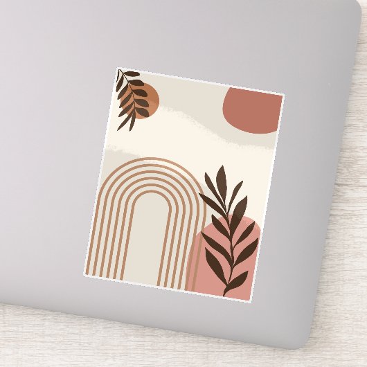 Regenboog Palmblad Zon, Boho Abstract Geometrische Sticker (Detail)