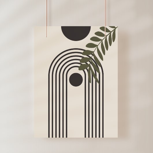 Regenboog Palmblad Zon, Boho Abstracte Geometrisch Foto Afdruk