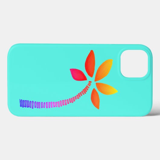 Regenboog palmboom tekening met blauwe achtergrond Case-Mate iPhone case (Achterkant (horizontaal))
