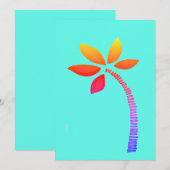 Regenboog palmboom tekening met blauwe achtergrond feestdagenkaart (Voorkant / Achterkant)