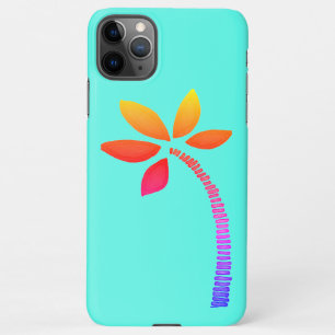 Regenboog palmboom tekening met blauwe achtergrond iPhone 11Pro max hoesje