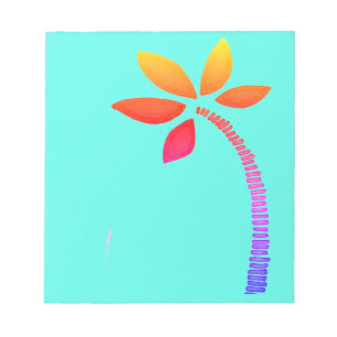 Regenboog palmboom tekening met blauwe achtergrond notitieblok