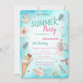 Regenboog, palmlef, ballonnen van de Birthday Part Kaart (Voorkant)