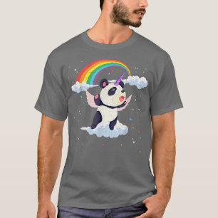 Regenboog Pandacorn Fantasy Chinees Dier Panda Uni T-shirt