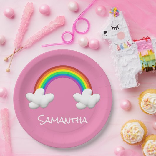 Regenboog Papieren Bordje (Feest)