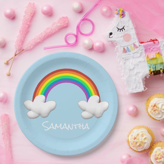 Regenboog Papieren Bordje (Feest)