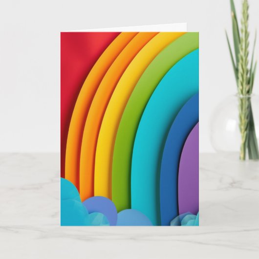 Regenboog Papieren Knip Collage Kaart (Voorkant)