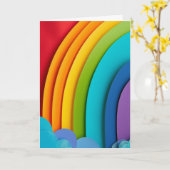 Regenboog Papieren Knip Collage Kaart (Gele Bloem)