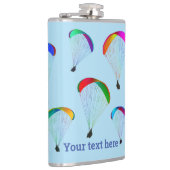 Regenboog paraliders op bord hemelsblauw - vliegen heupfles (Rechts)