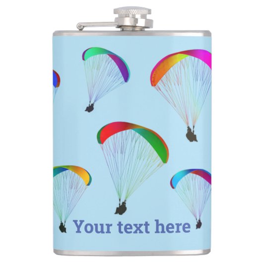 Regenboog paraliders op bord hemelsblauw - vliegen heupfles (Voorkant)