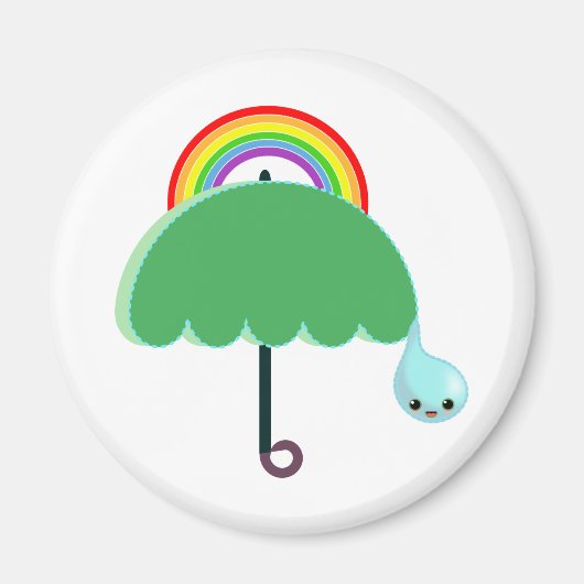 regenboog paraplu drop regen magneet (Voorkant)