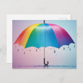 Regenboog paraplu met regendruppels briefkaart (Voorkant / Achterkant)