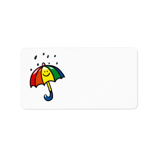 Regenboog paraplu & regendruppels etiket (Voorkant)