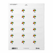 Regenboog paraplu & regendruppels etiket (Full Sheet)
